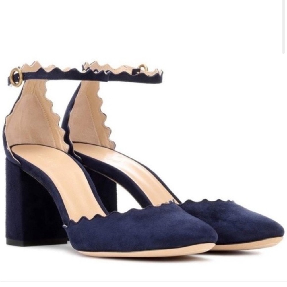Chloe Scalloped Lauren Blue Heels